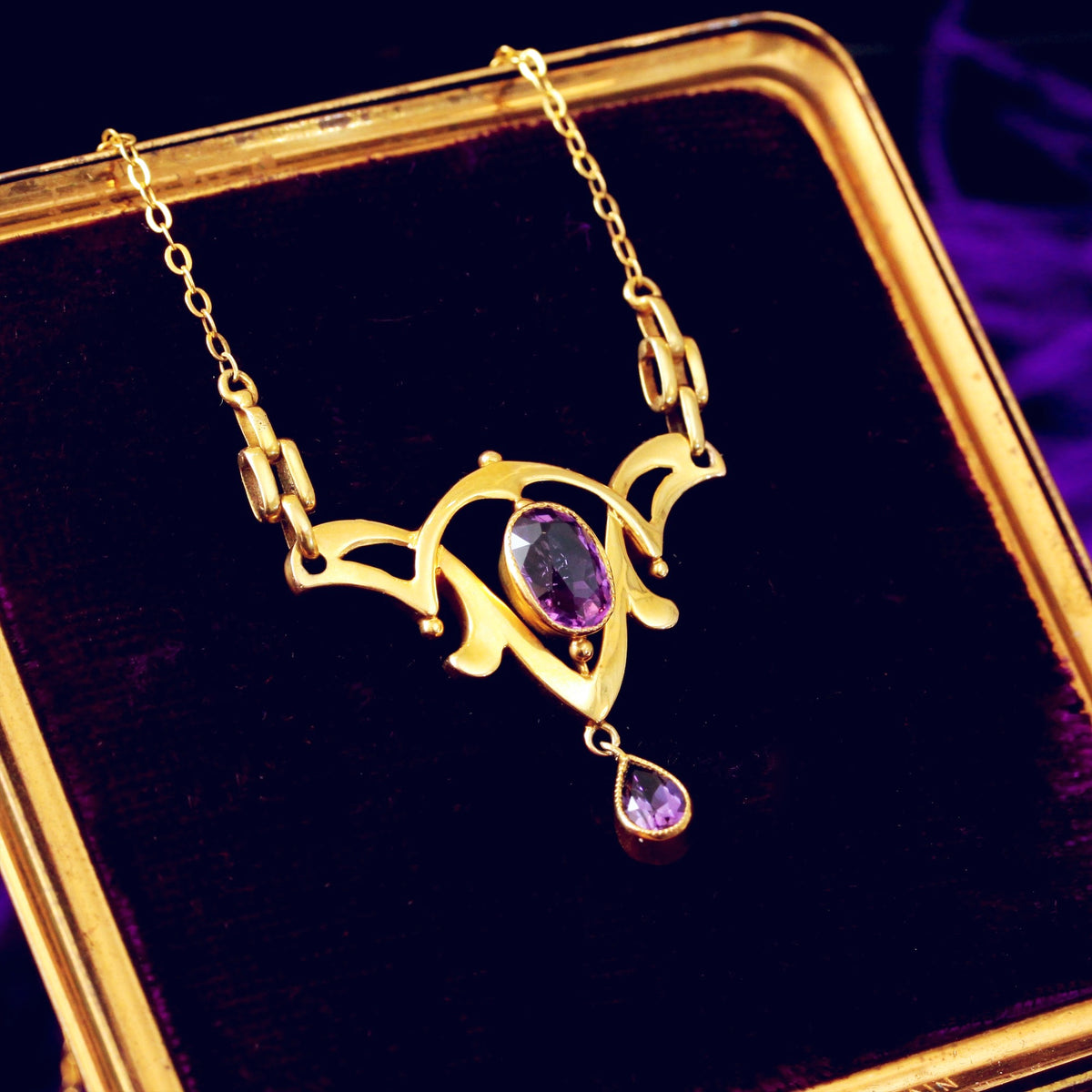 Dramatic Antique Art Nouveau Amethyst Pendant