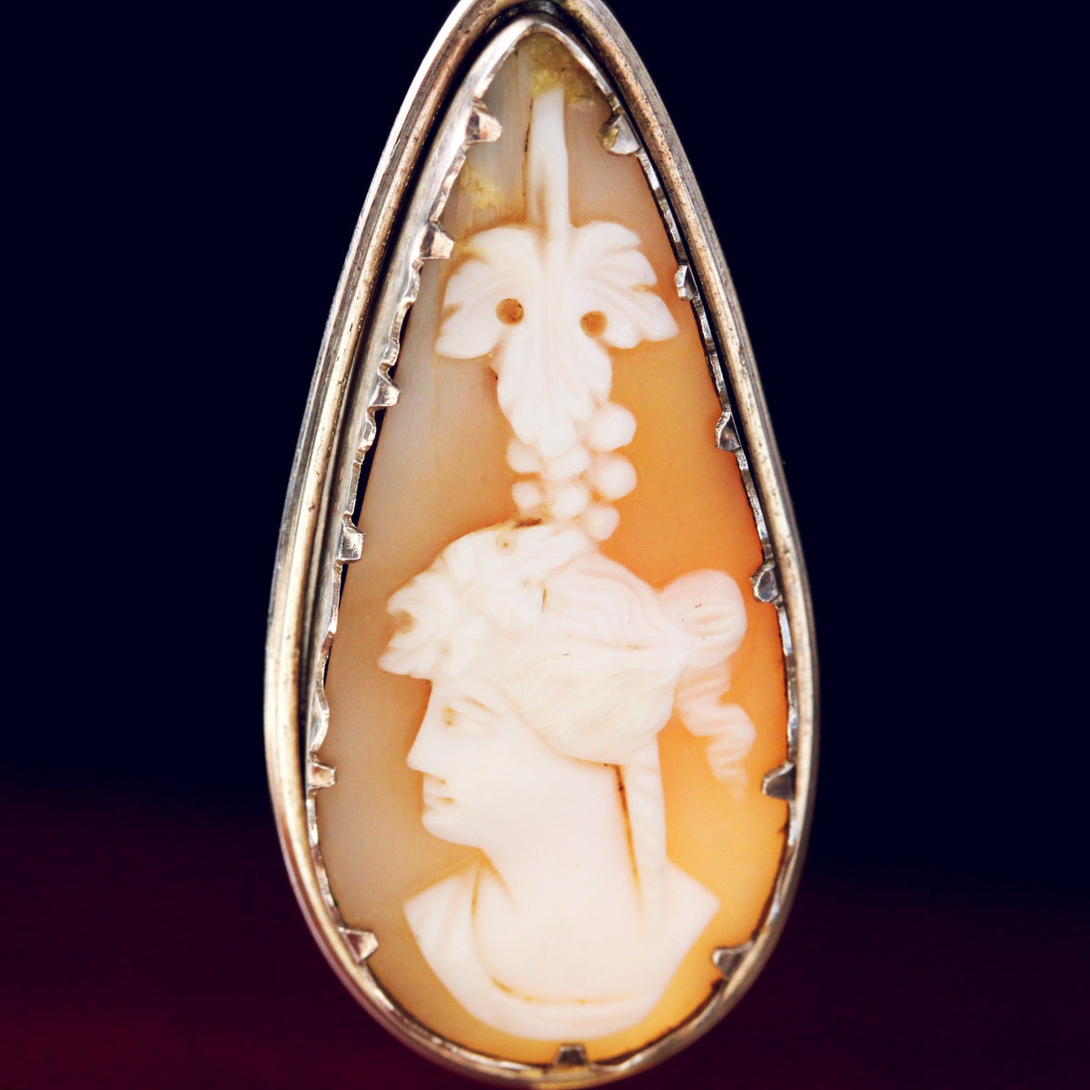 Splendid Victorian Bacchante Goddess Shell Cameo Earrings