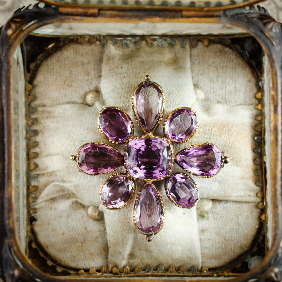 A Magnificent 1820's Gold Amethyst & Paste Maltese Cross Brooch