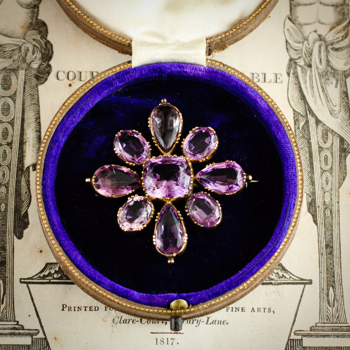 A Magnificent 1820's Gold Amethyst & Paste Maltese Cross Brooch