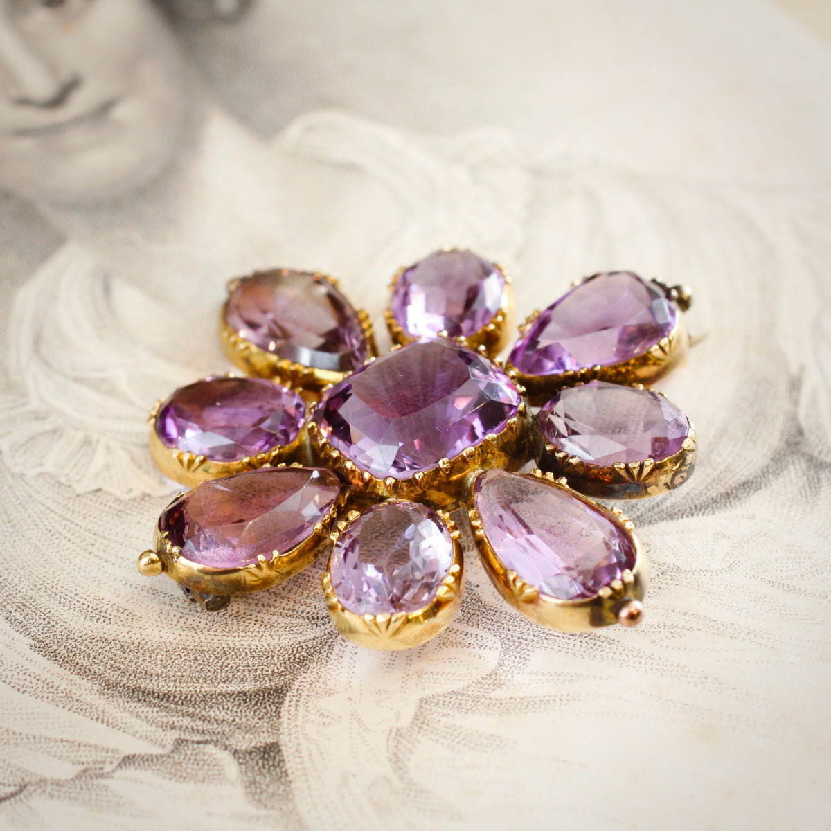 A Magnificent 1820's Gold Amethyst & Paste Maltese Cross Brooch