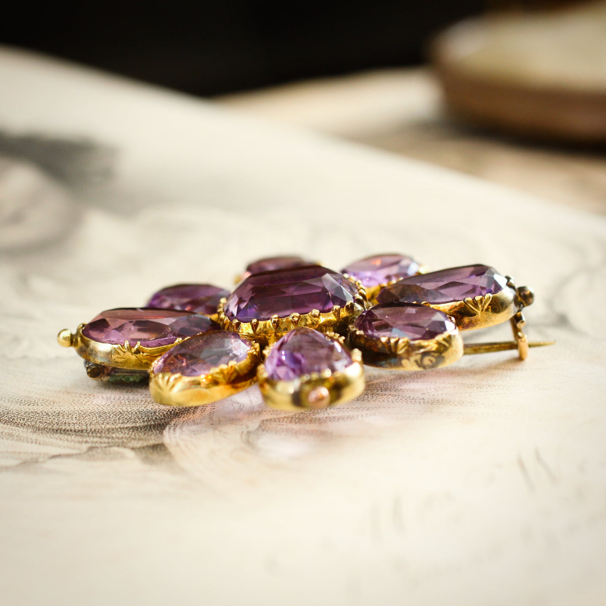 A Magnificent 1820's Gold Amethyst & Paste Maltese Cross Brooch