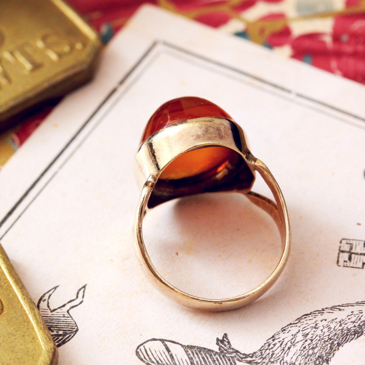 Vintage 9ct Gold Carnelian Ring