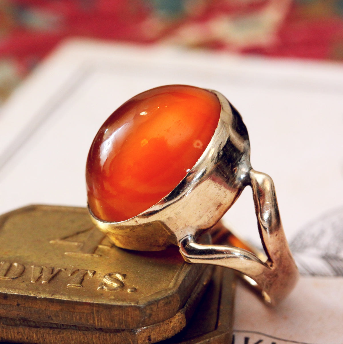 Vintage 9ct Gold Carnelian Ring