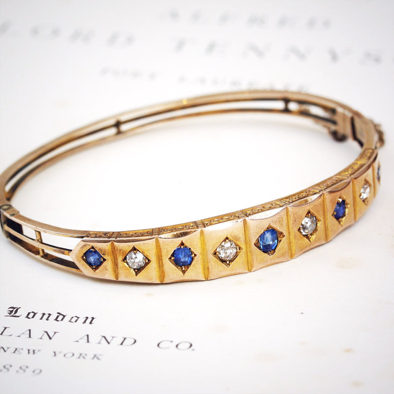 Antique Edwardian Sapphire & Diamond Bangle Bracelet