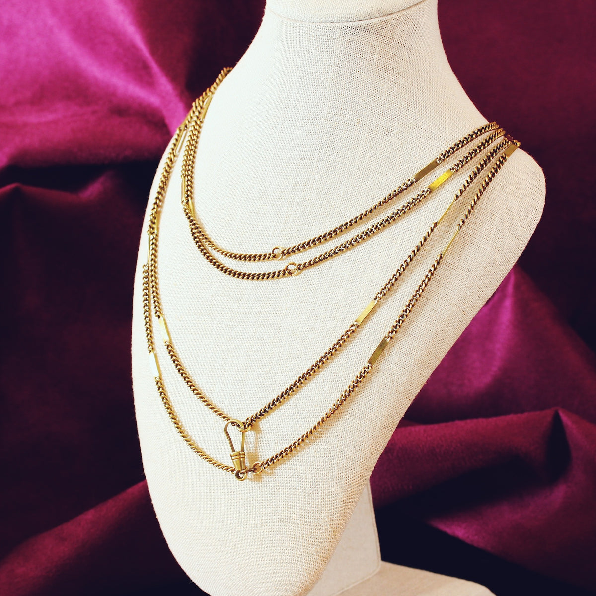 Gorgeous Slinky Antique Brass Longuard Chain