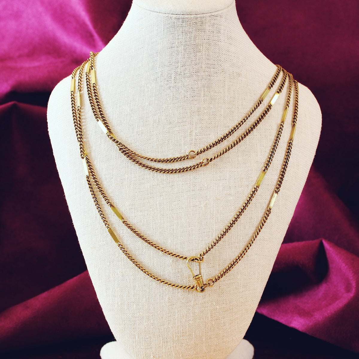 Gorgeous Slinky Antique Brass Longuard Chain