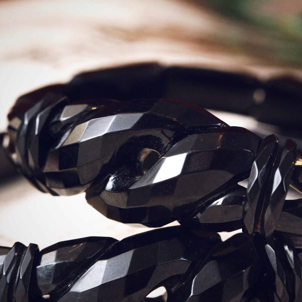 Matching Pair of Victorian Whitby Jet Snake Bracelets