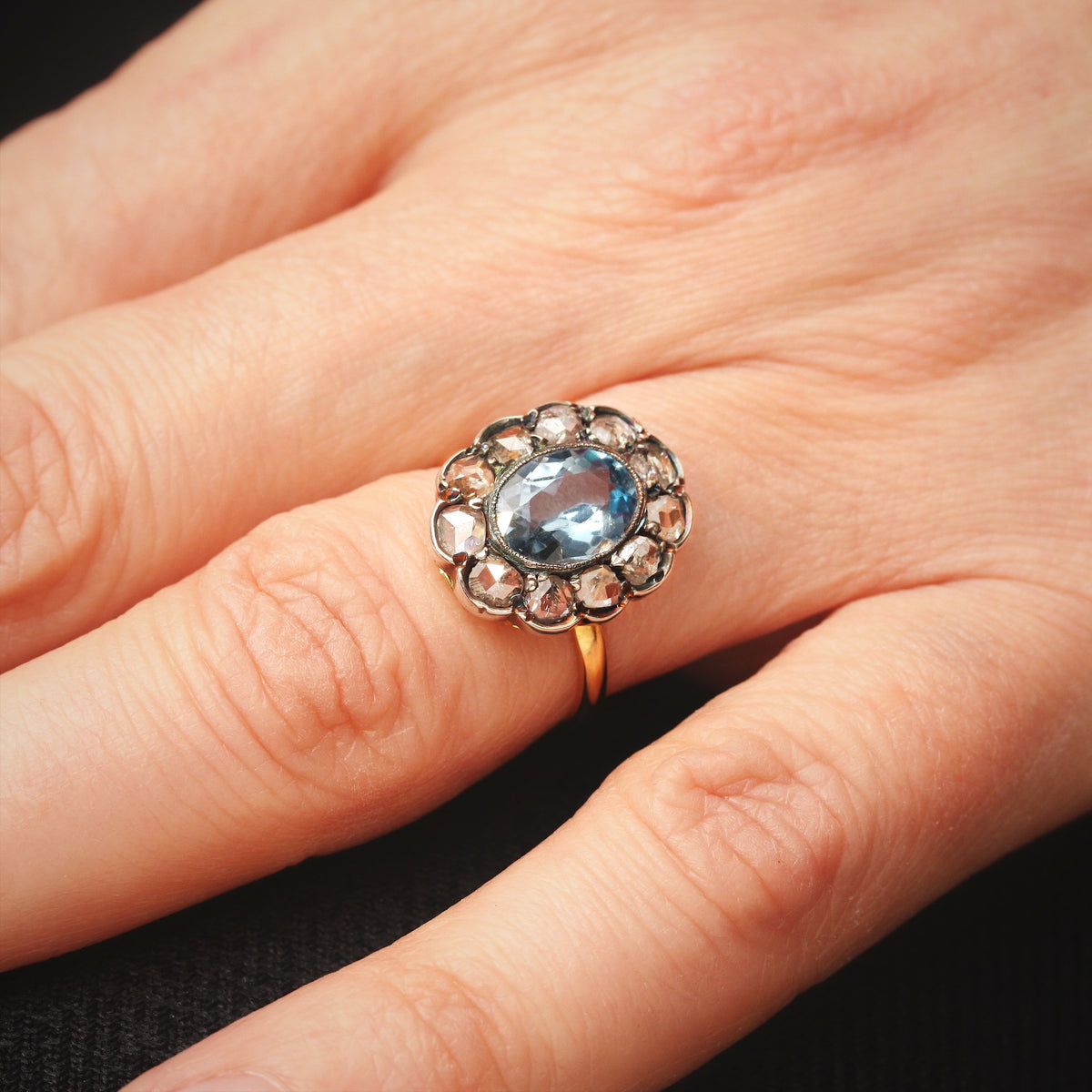 Antique Spinel and Diamond Cluster Ring