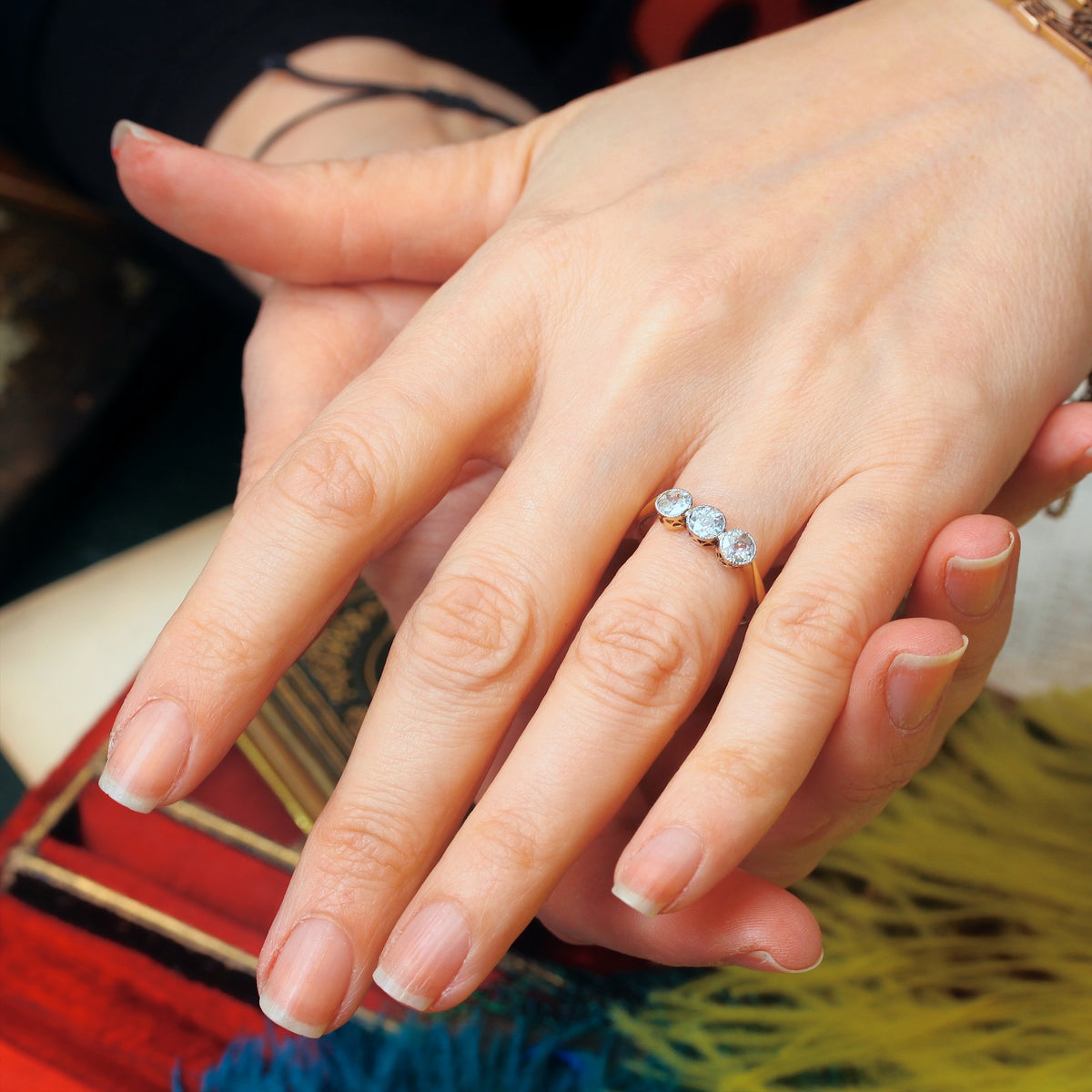 Vintage Hand Cut Diamond Trilogy Ring