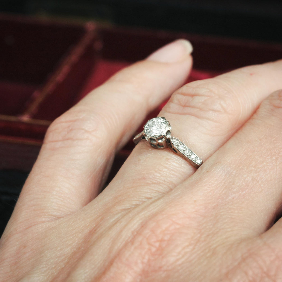 Vintage White Gold Diamond Solitaire Engagement Ring