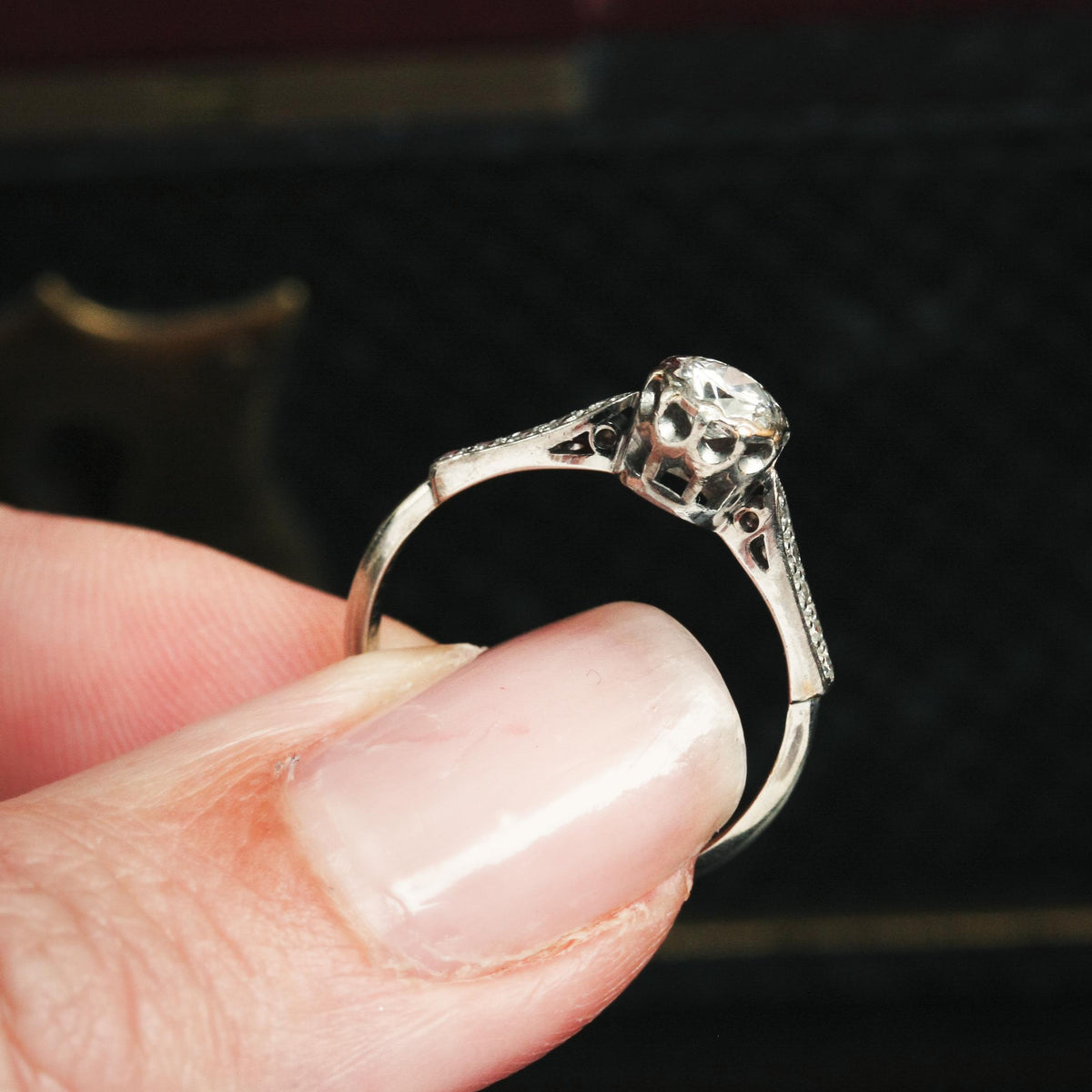 Vintage White Gold Diamond Solitaire Engagement Ring