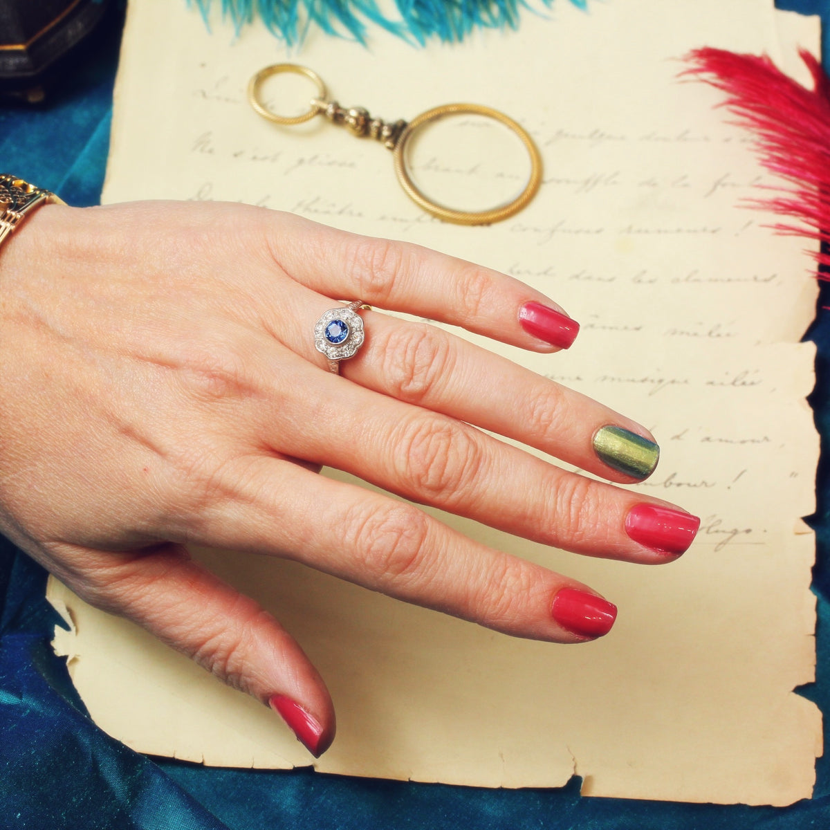 Fresh as a Daisy Sapphire & Diamond Cluster Ring