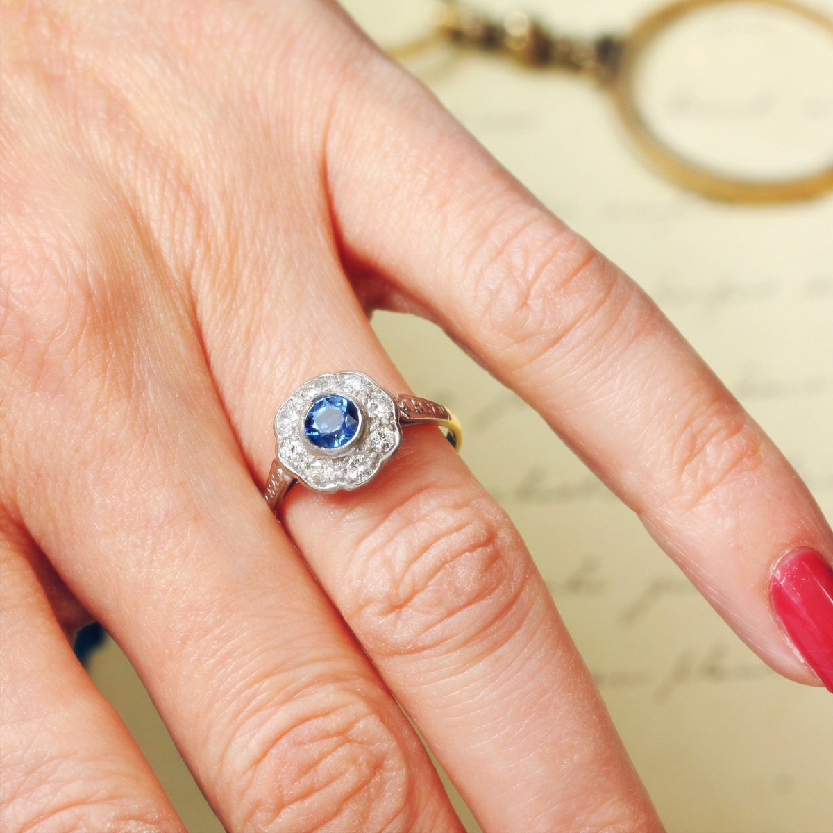 Sapphire & Diamond Cluster Ring