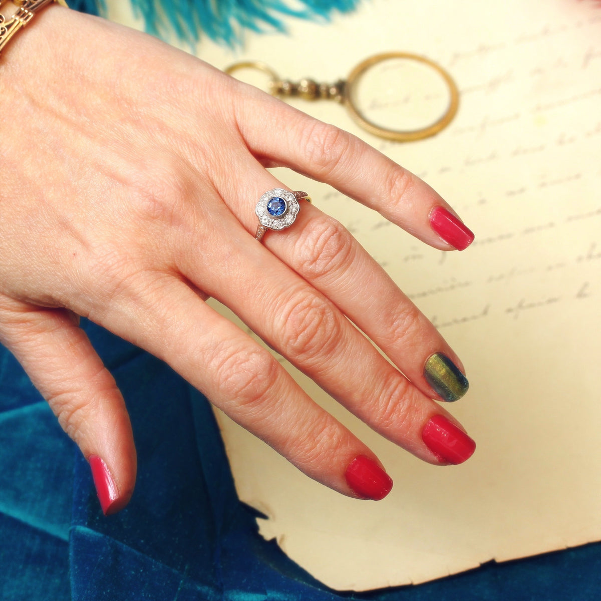 Sapphire & Diamond Cluster Ring