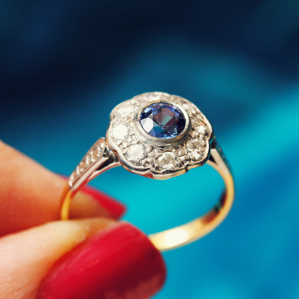 Fresh as a Daisy Sapphire & Diamond Cluster Ring