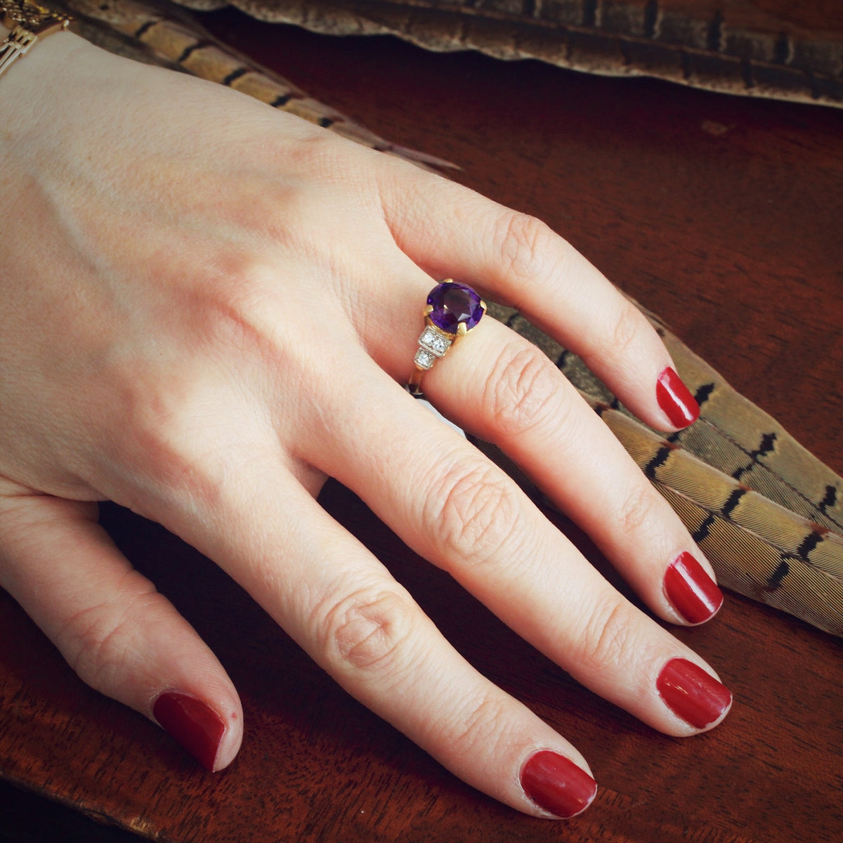 Vibrant Vintage Amethyst & Diamond Dress Ring