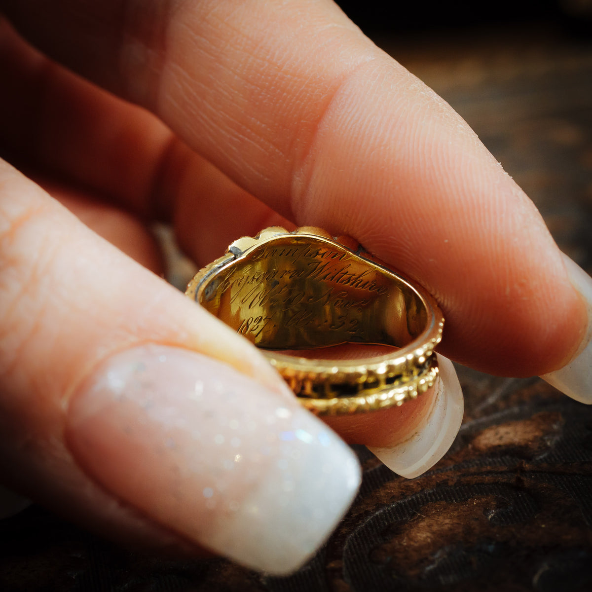 Well Beloved Georgian Date 1827 Enamelled Mourning Ring