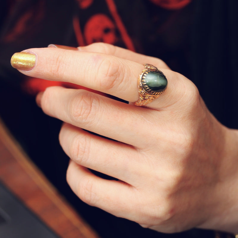 Antique Victorian Cat's Eye Chrysoberyl Ring