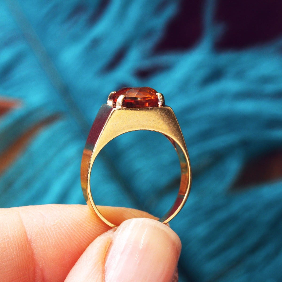 Stylish Vintage Date 1977 Citrine Cocktail Ring