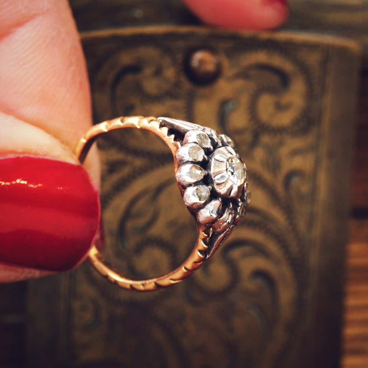 Georgian Styled Dutch Rose Cut Diamond Cluster Ring