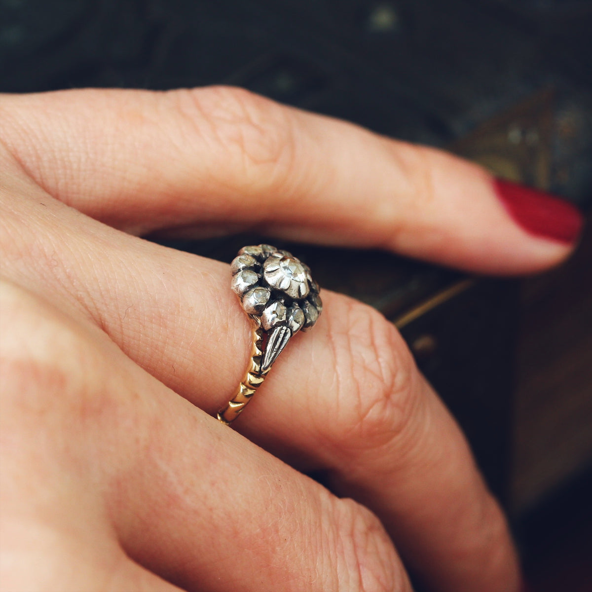 Rose Cut Diamond Cluster Ring