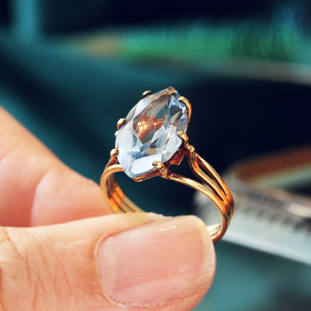 Fabulous Vintage Blue Spinel Cocktail Ring