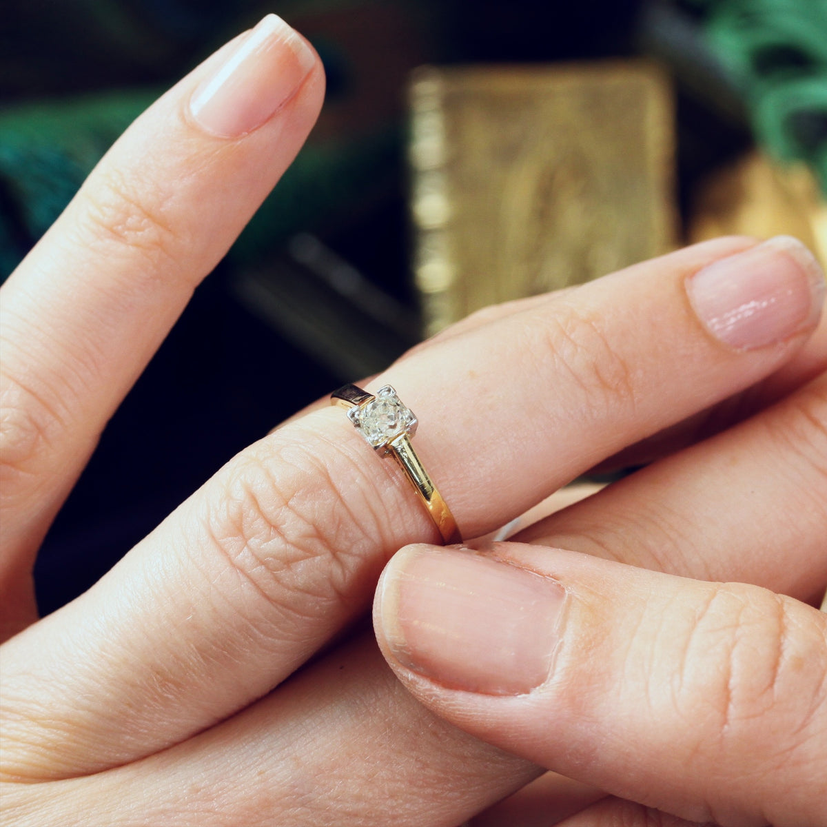 Old Hand Cut Diamond Engagement Ring