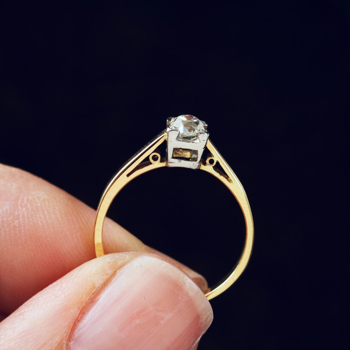 Recycled Old Hand Cut Diamond Engagement Ring