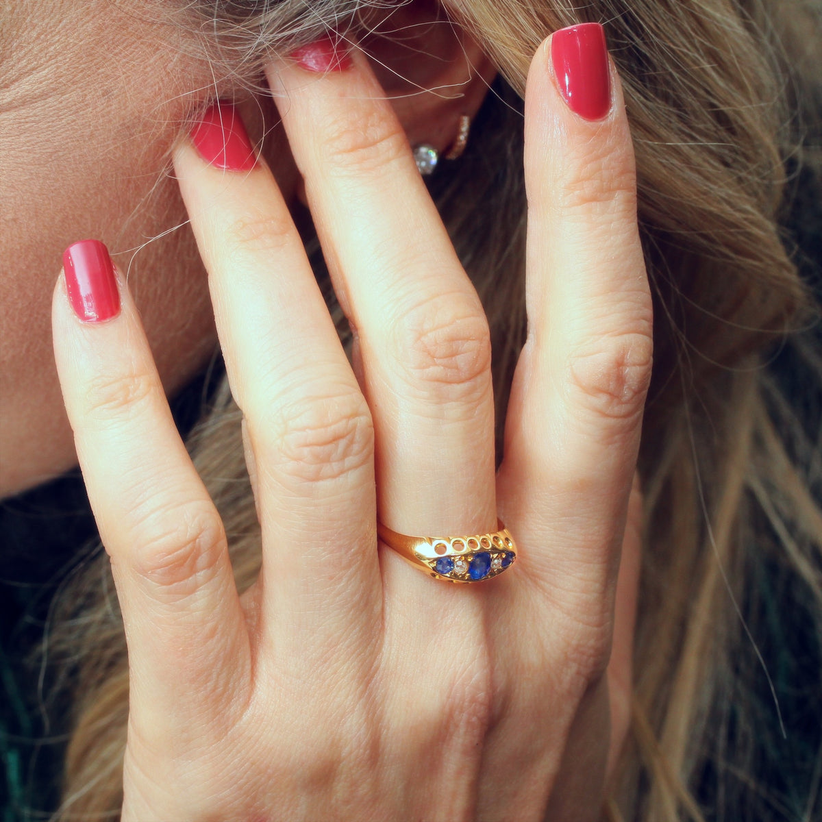 Edwardian Date 1916 Sapphire & Diamond Ring