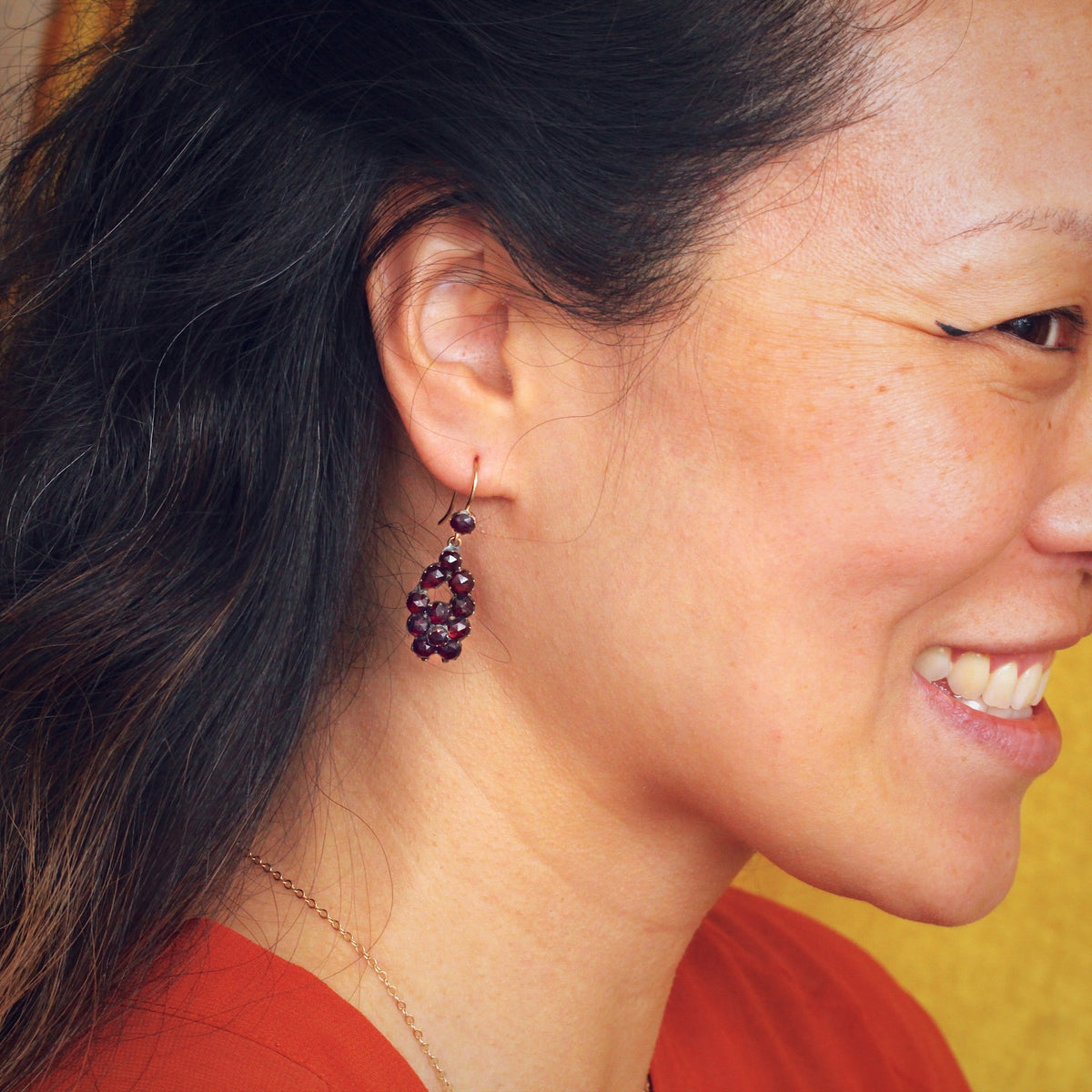 Beautiful Antique Bohemian Garnet Berry Earrings