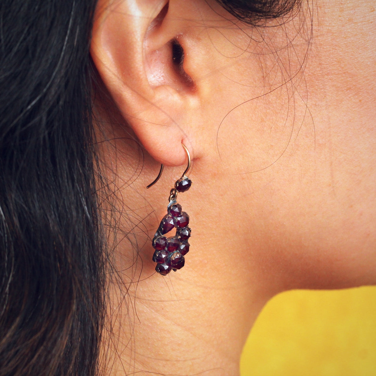 Beautiful Antique Bohemian Garnet Berry Earrings