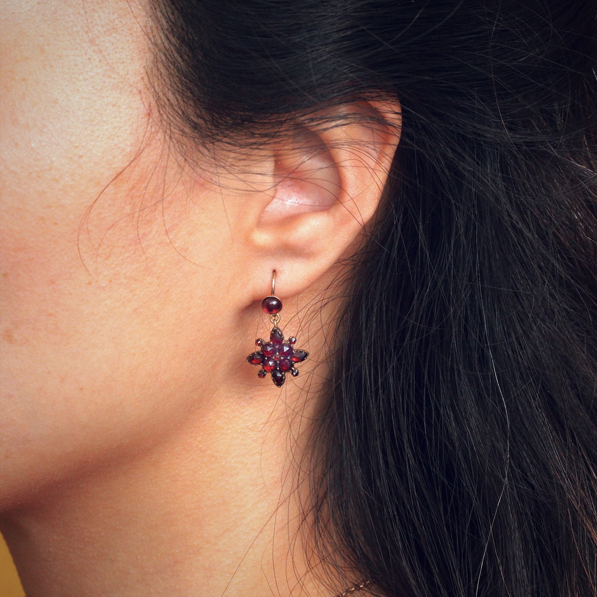 Vintage Bohemian Garnet Drop Earrings