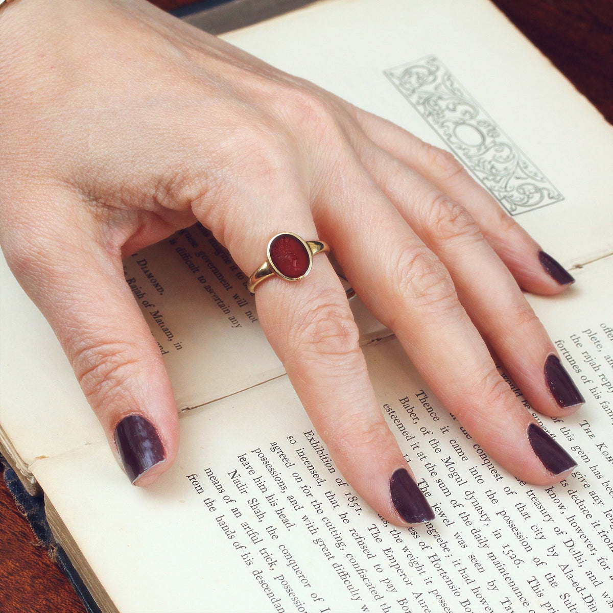 Roman Styled Carnelian Intaglio Signet Ring