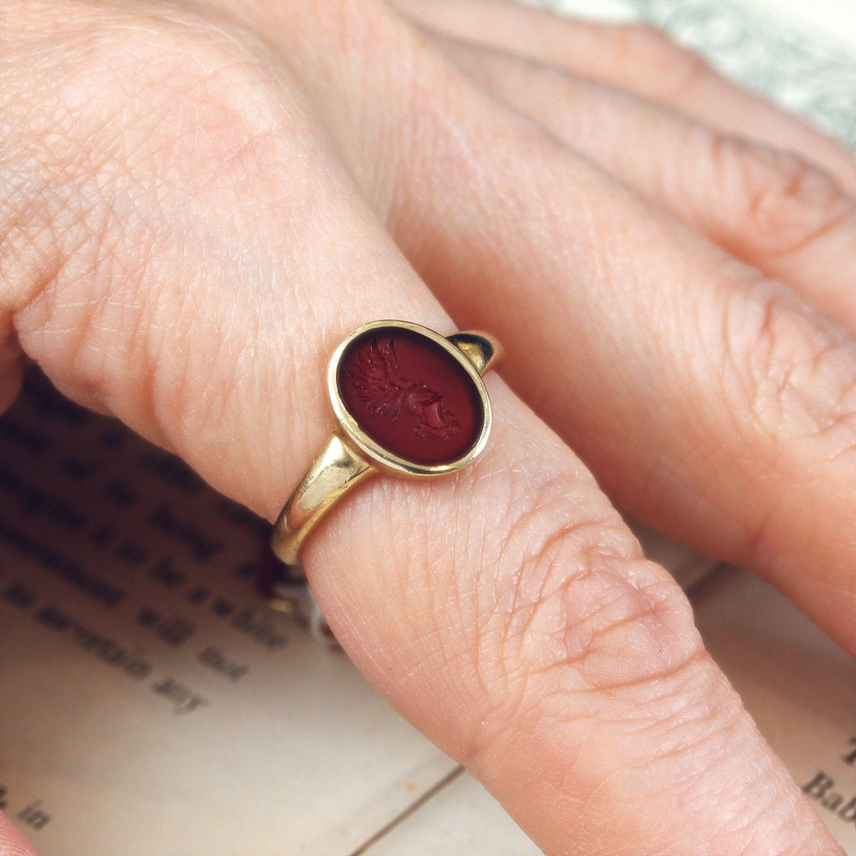 vintage gold carnelian ring