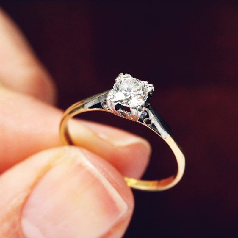 Vintage Hand Cut Diamond Engagement Ring