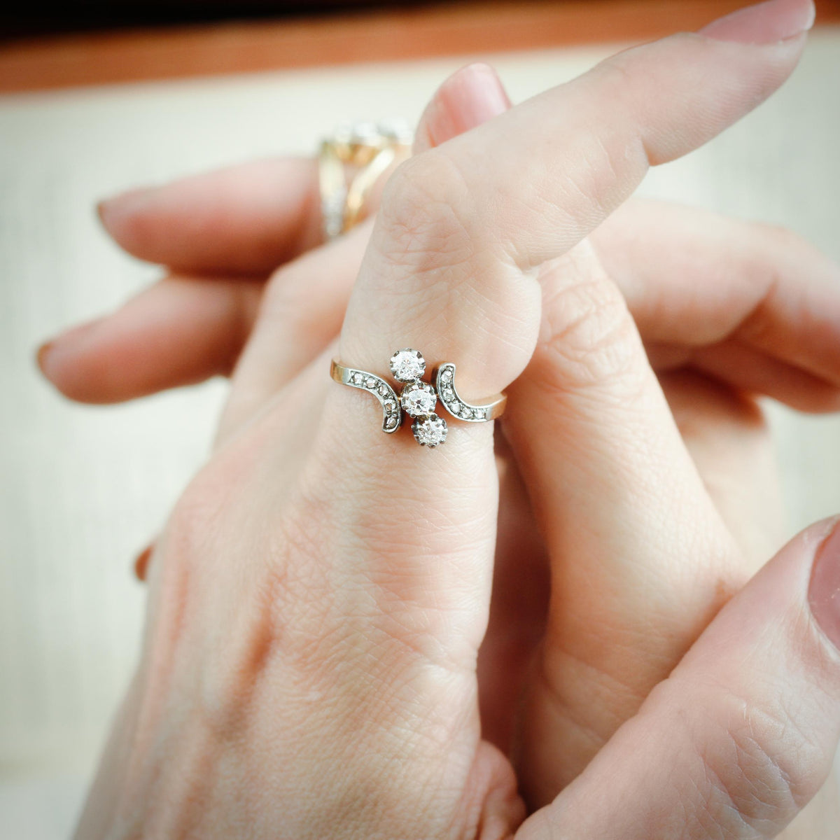 A Wonderfully Romantic Antique Trilogy Diamond Ring