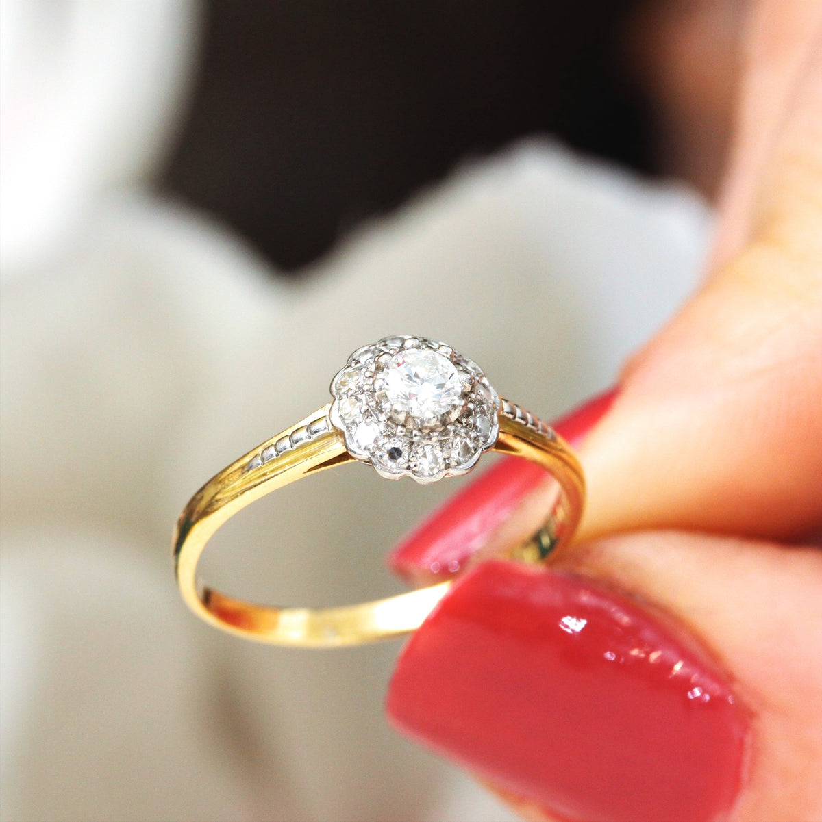 Vintage Perfection Diamond Daisy Engagement Ring