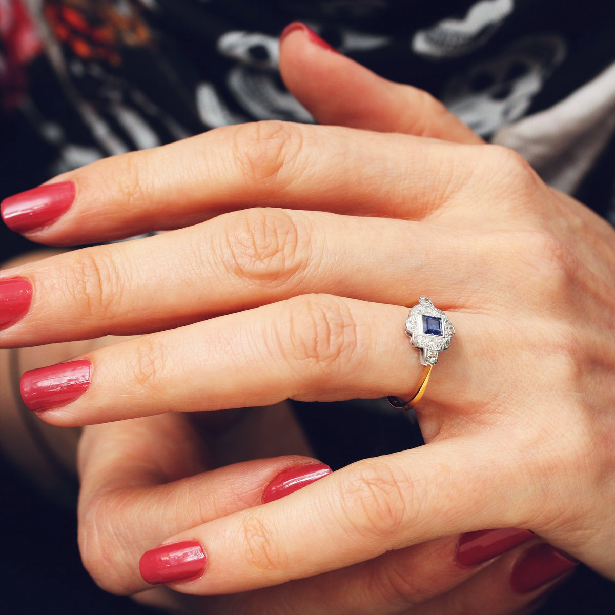 Vintage 1920's Sapphire and Diamond Engagement Ring