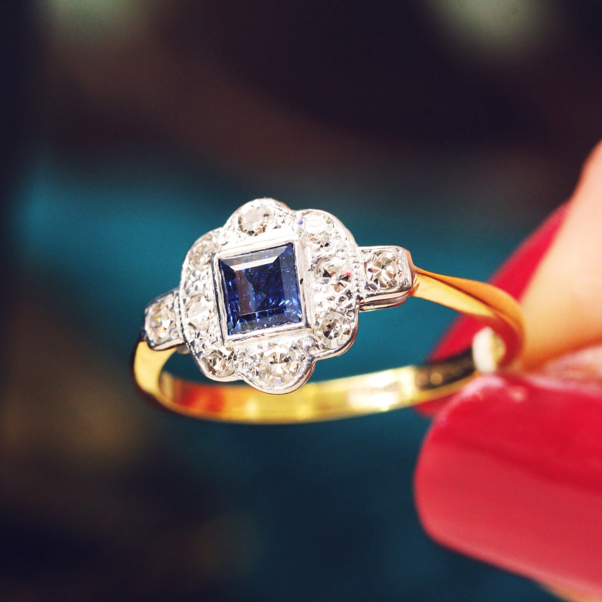 Vintage 1920's Sapphire and Diamond Engagement Ring