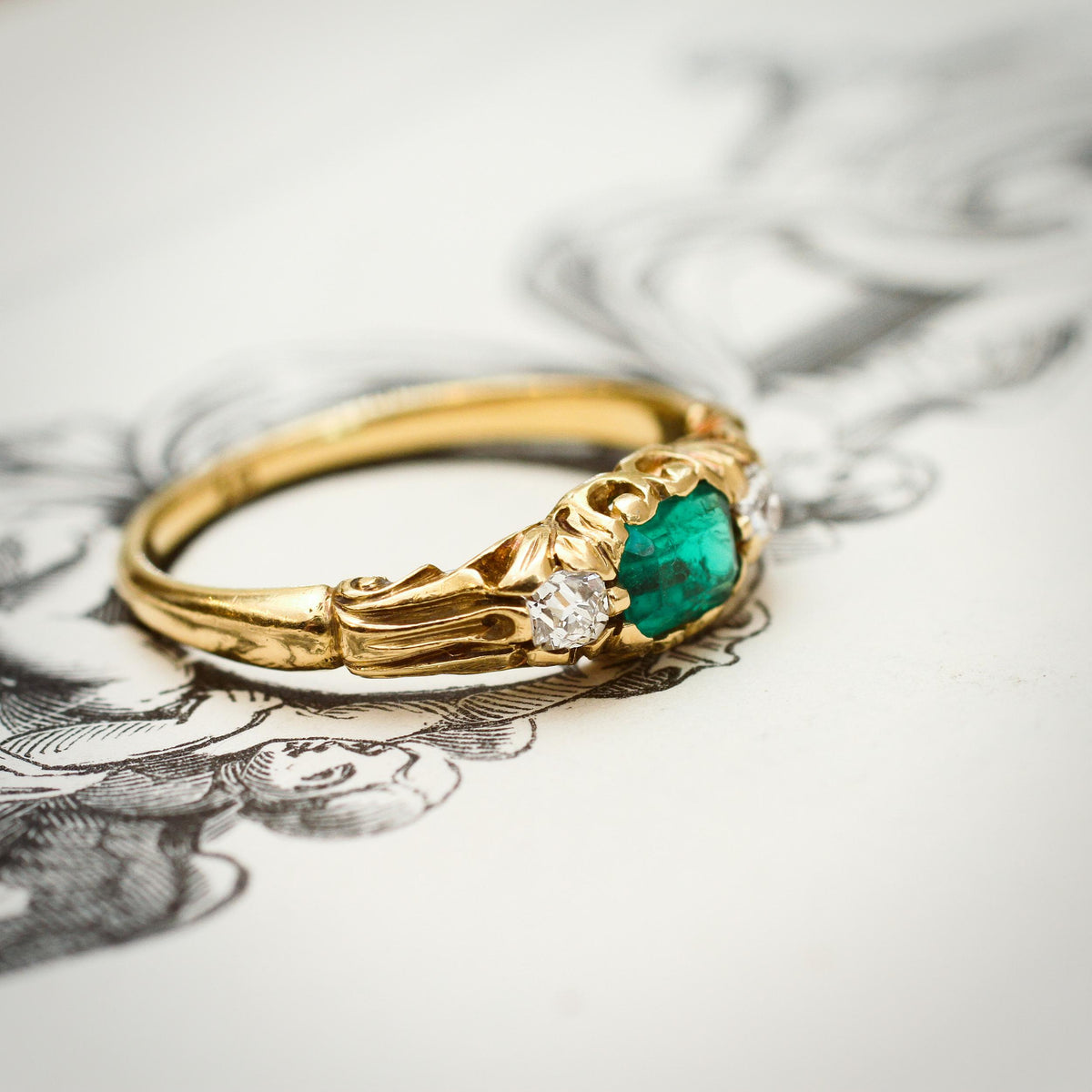 Perfect Darling Victorian Emerald & Diamond Ring