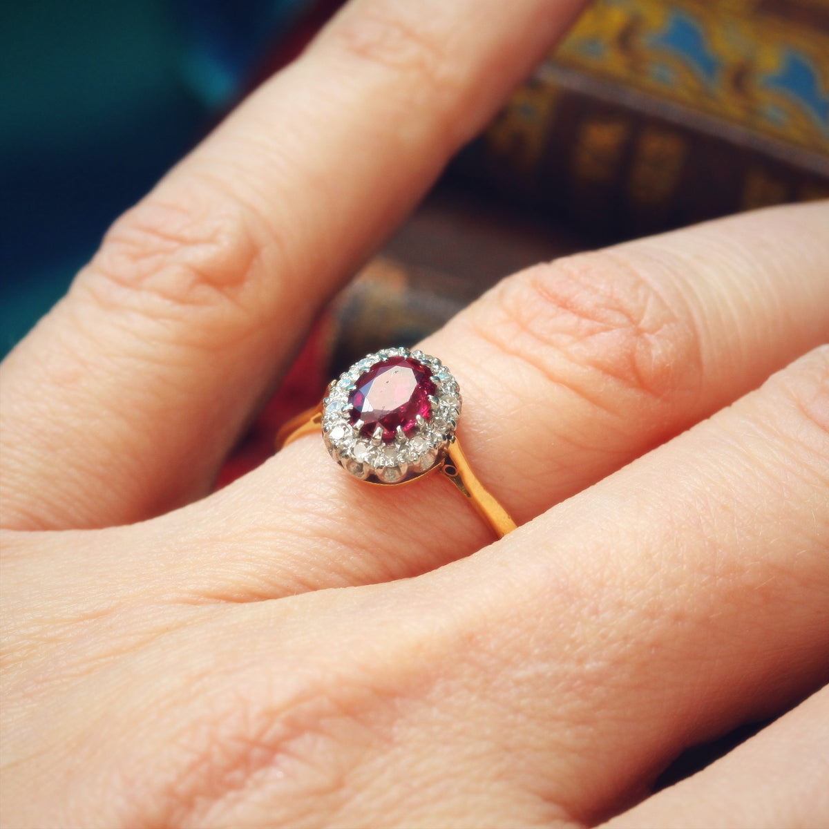 Vintage Ruby & Diamond Cluster Ring