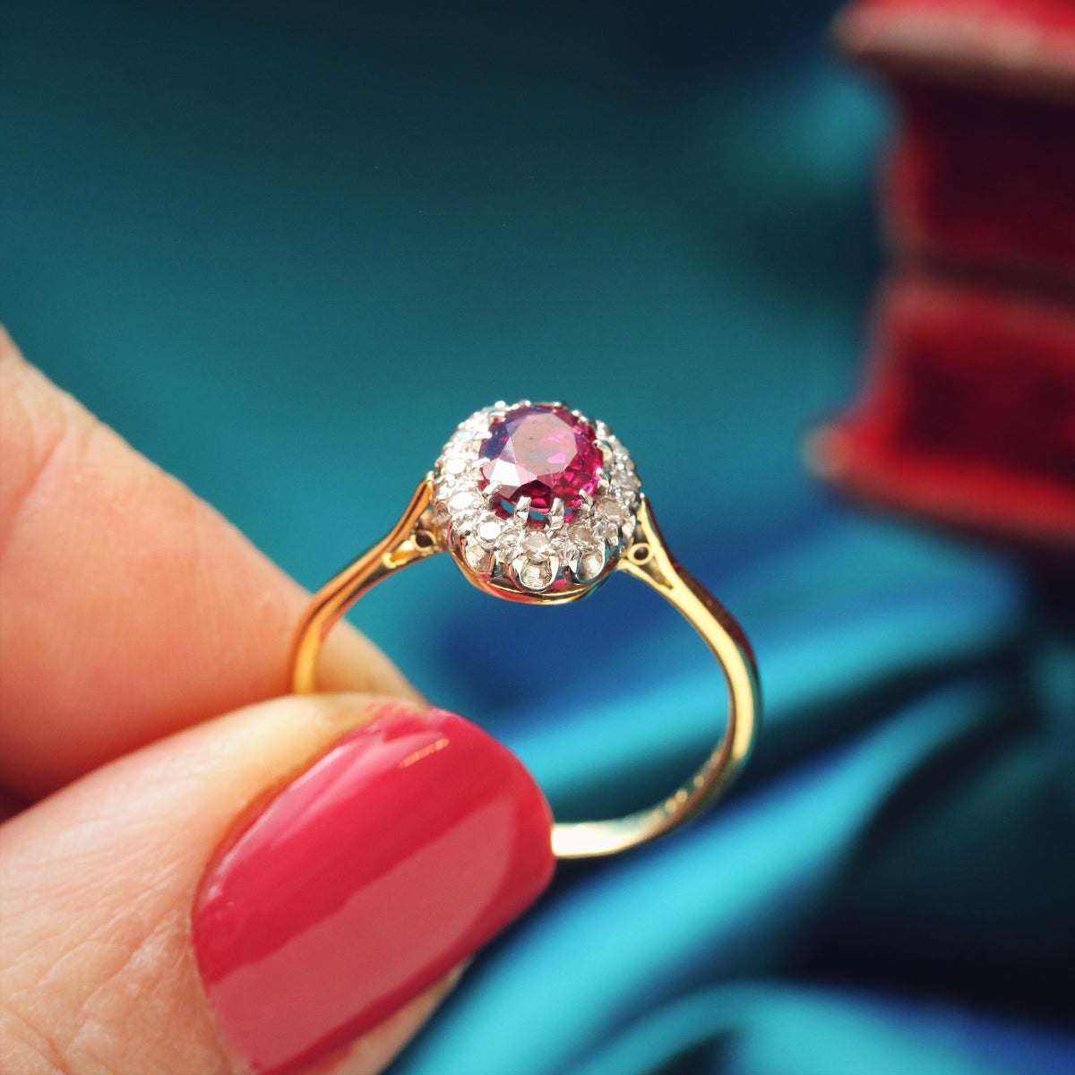 Perfect Harmony Vintage Ruby & Diamond Cluster Ring