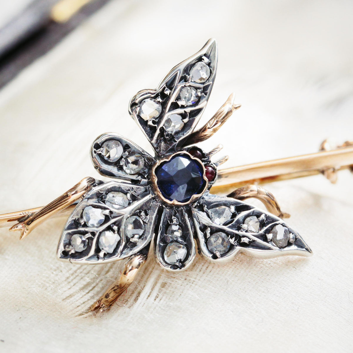 Late Victorian Sapphire & Diamond Butterfly Brooch