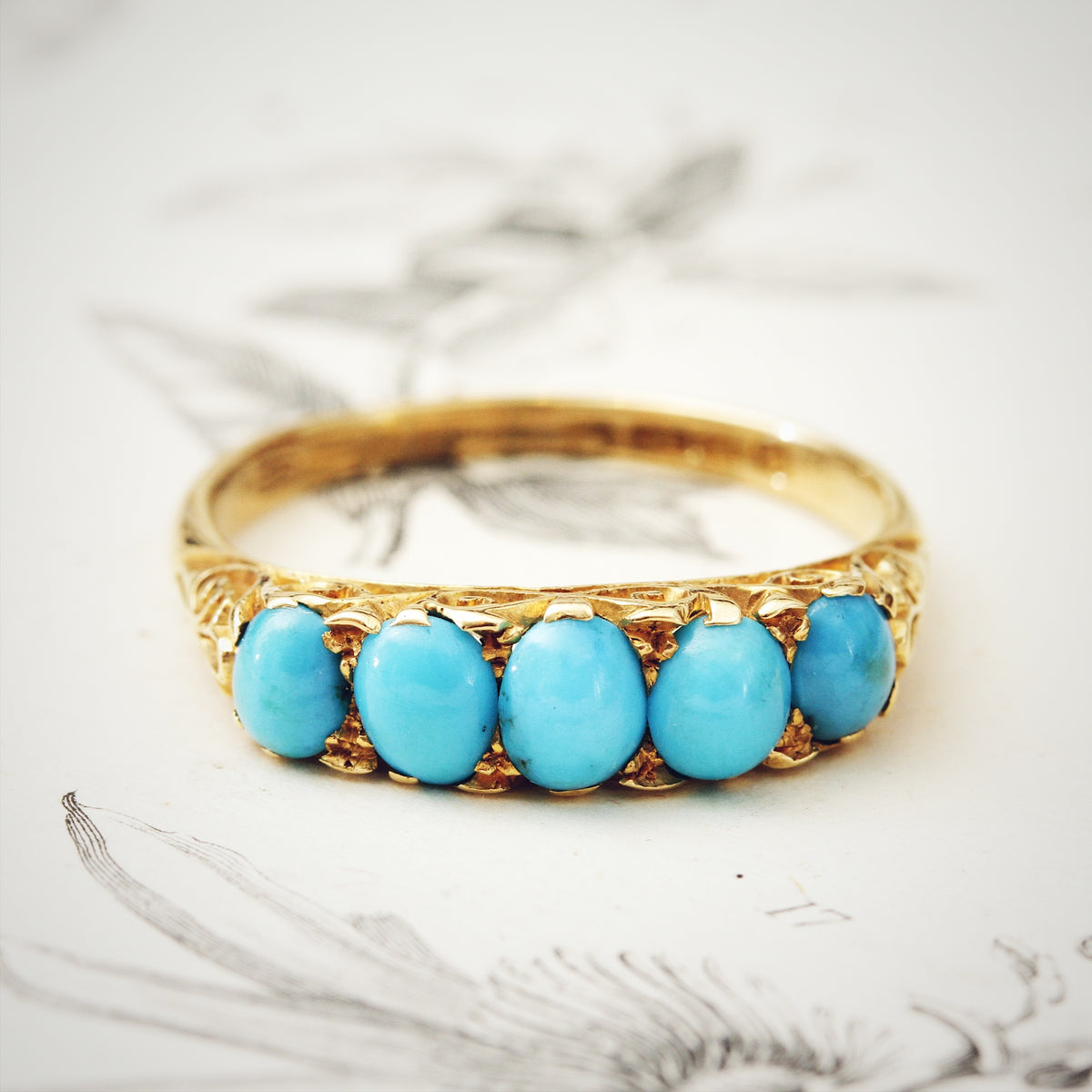 Antique Turquoise Half Hoop Ring