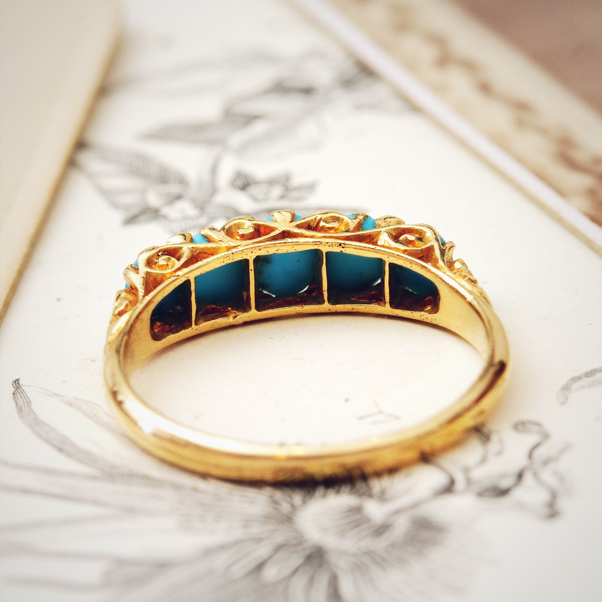 Date 1904 Finest Turquoise Half Hoop Ring