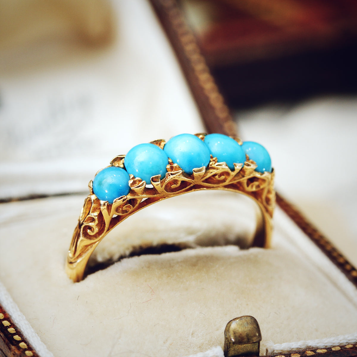 Date 1904 Finest Turquoise Half Hoop Ring