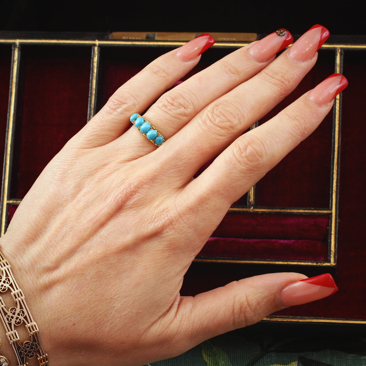 Date 1904 Finest Turquoise Half Hoop Ring