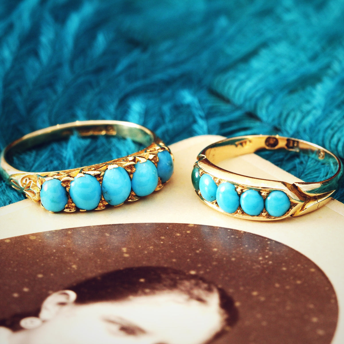 Date 1904 Finest Turquoise Half Hoop Ring