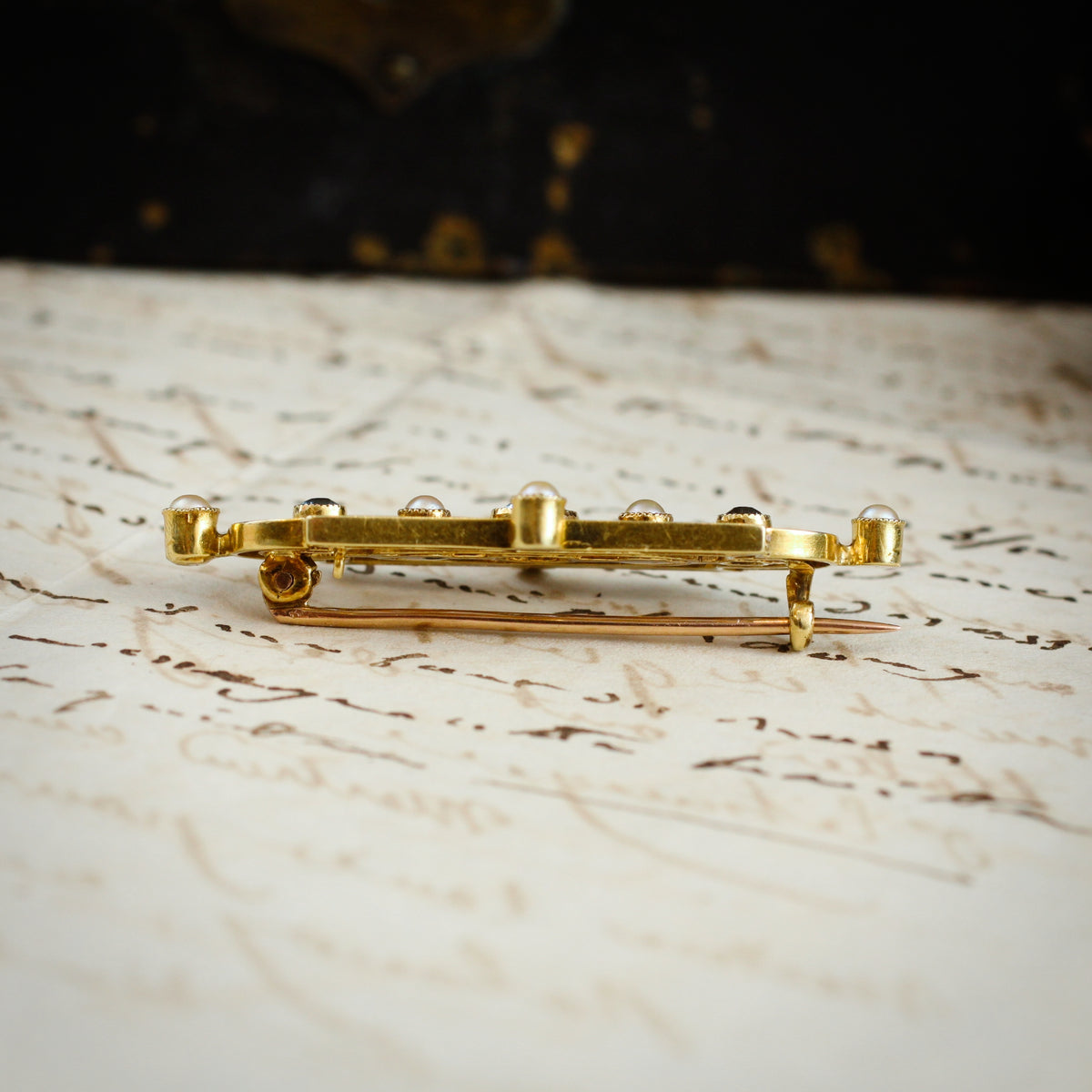 Ethereal Edwardian 15ct Gold Aquamarine Brooch